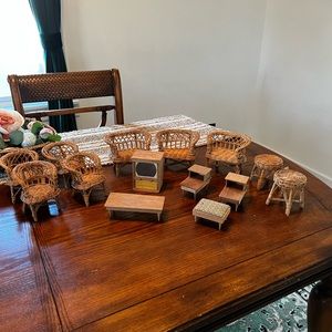 Vintage Wicker Doll Miniatures Furniture.